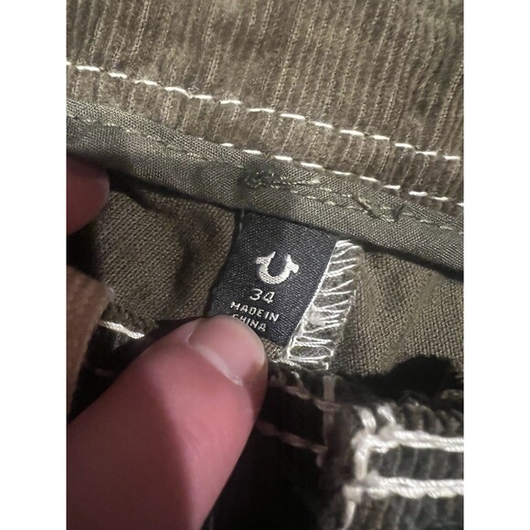 True Religion Pants Mens 34x32 (Fits 36W) Brown Big T Corduroy Cargo Pockets - Picture 4 of 8